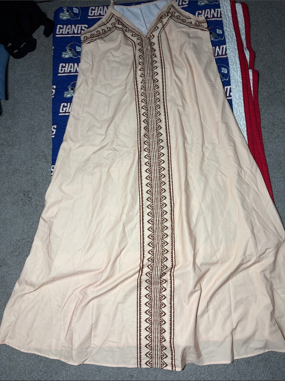 SHEIN Cream Maxi Skirt with Brown Embroidery